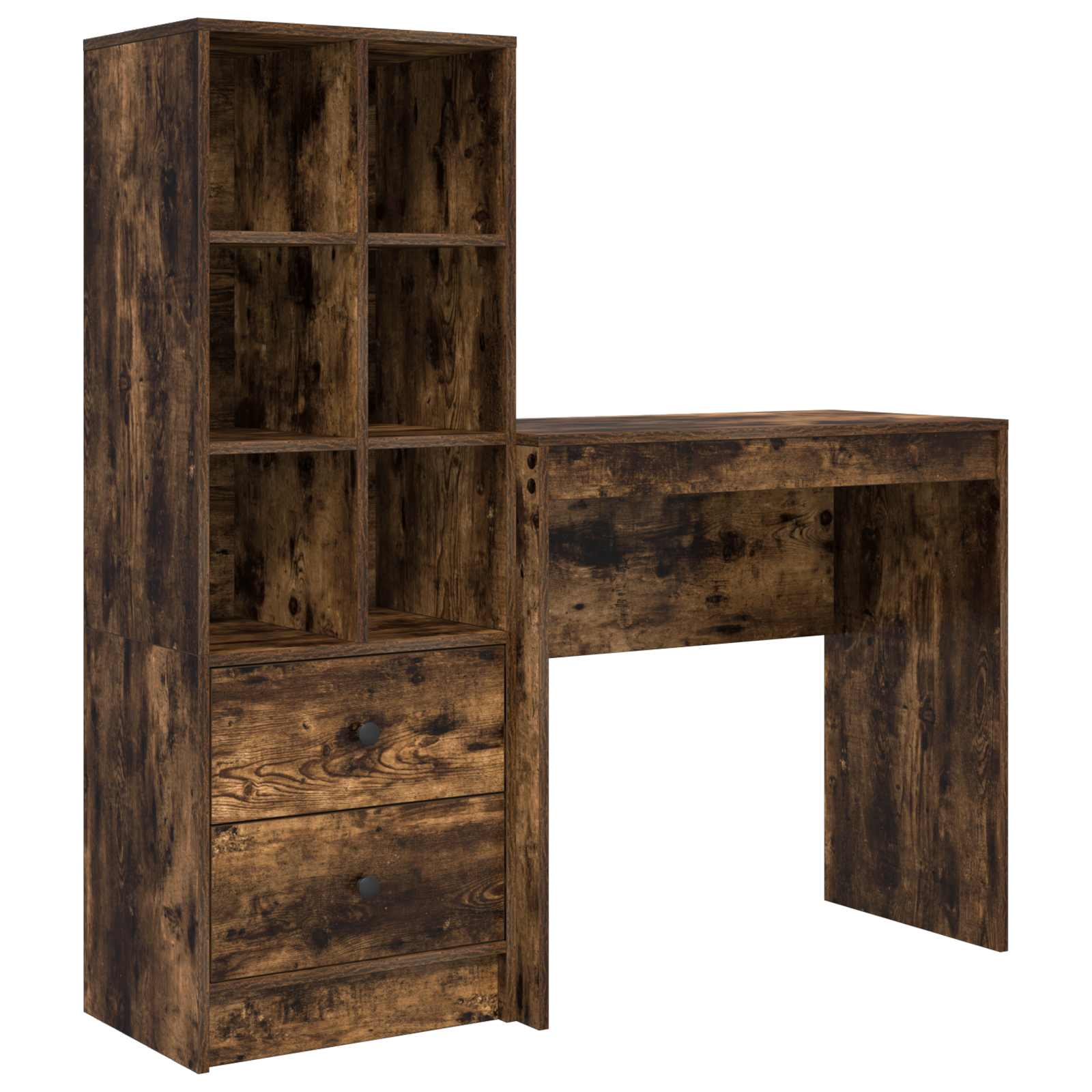 Scrivania con cassetto con lo scaffale 2 pcs Rovere fumé