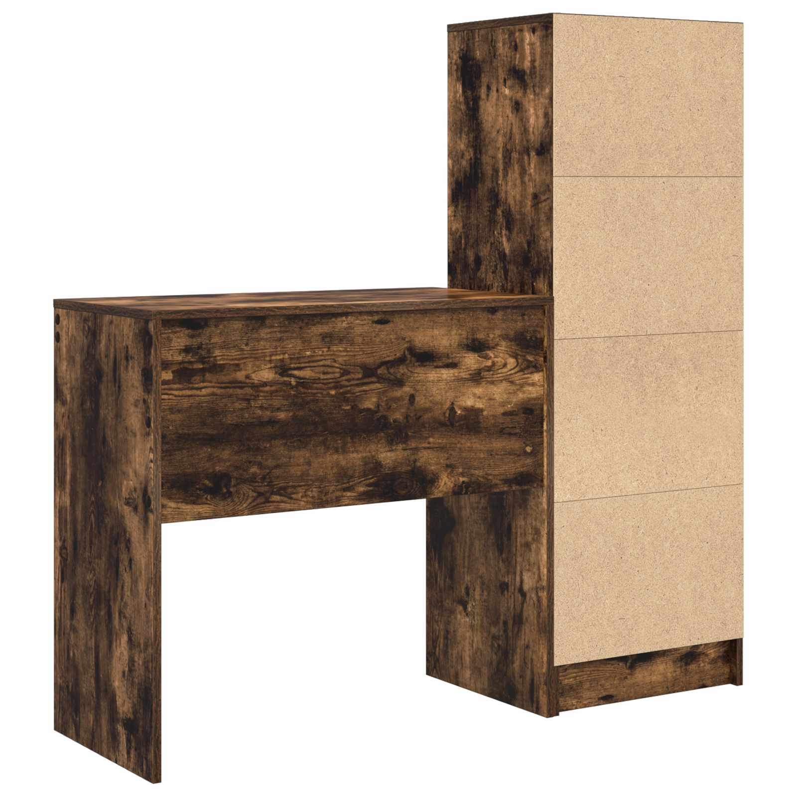 Scrivania con cassetto con lo scaffale 2 pcs Rovere fumé