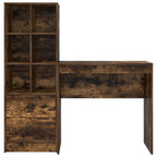 Scrivania con cassetto con lo scaffale 2 pcs Rovere fumé