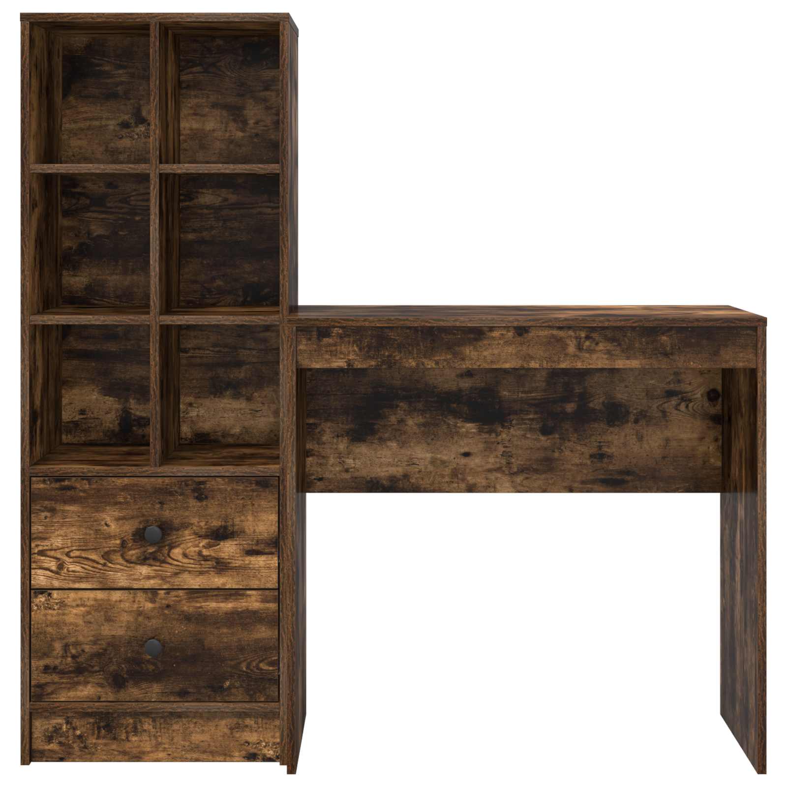 Scrivania con cassetto con lo scaffale 2 pcs Rovere fumé