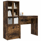 Scrivania con cassetto con lo scaffale 2 pcs Rovere fumé