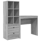 Scrivania con cassetto con lo scaffale 2 pcs Grigio Sonoma