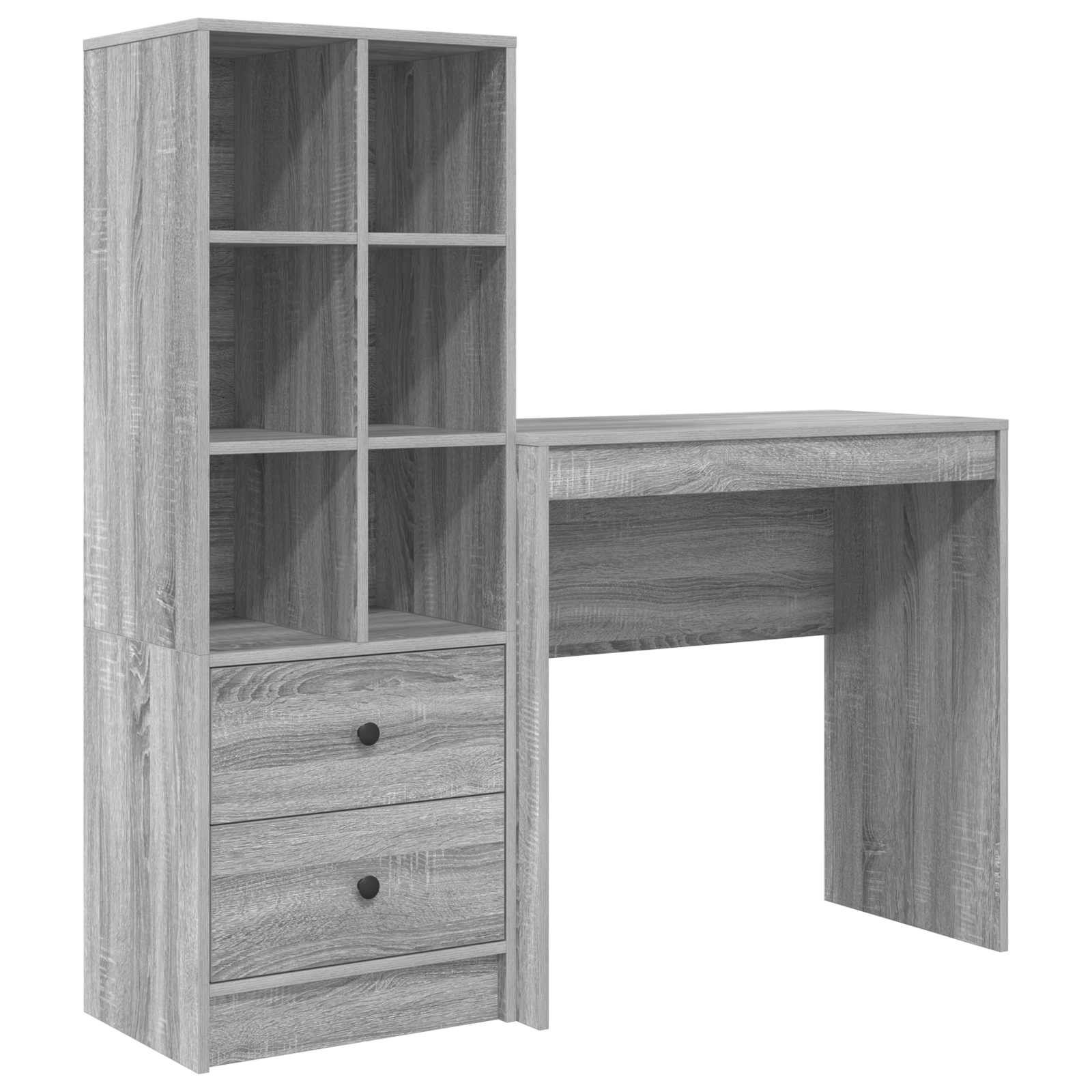 Scrivania con cassetto con lo scaffale 2 pcs Grigio Sonoma