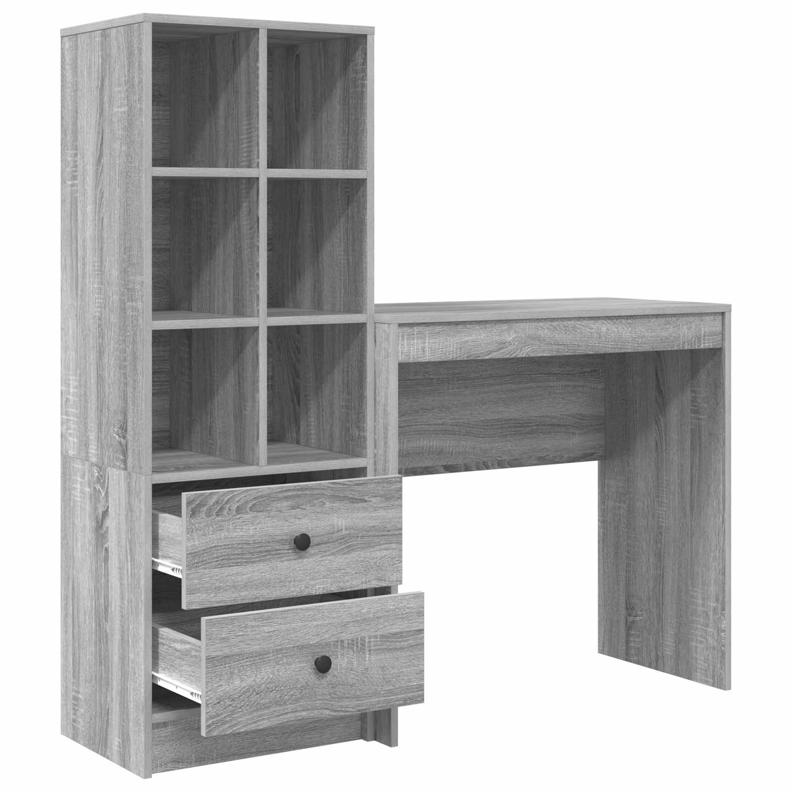 Scrivania con cassetto con lo scaffale 2 pcs Grigio Sonoma