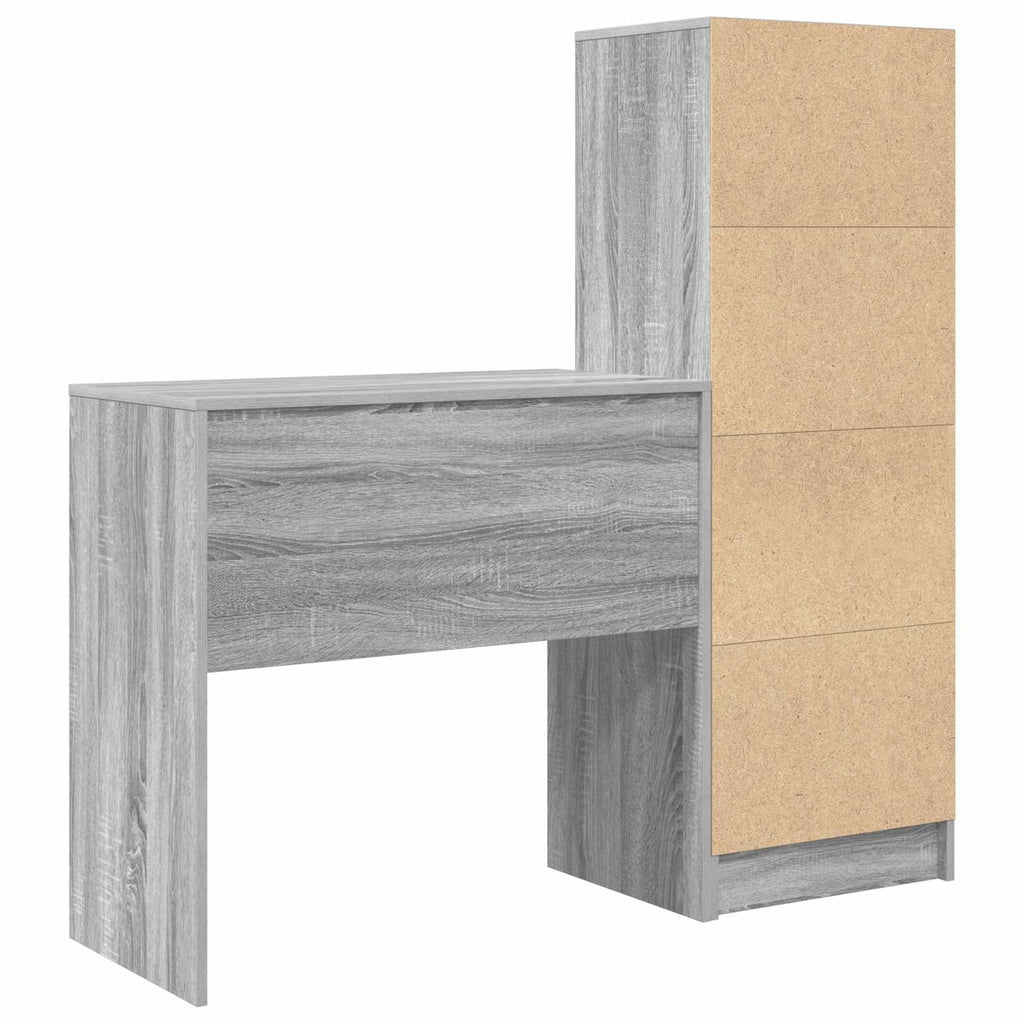 Scrivania con cassetto con lo scaffale 2 pcs Grigio Sonoma