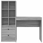 Scrivania con cassetto con lo scaffale 2 pcs Grigio Sonoma