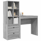 Scrivania con cassetto con lo scaffale 2 pcs Grigio Sonoma