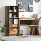 Scrivania con cassetto con lo scaffale 2 pcs Legno vecchio