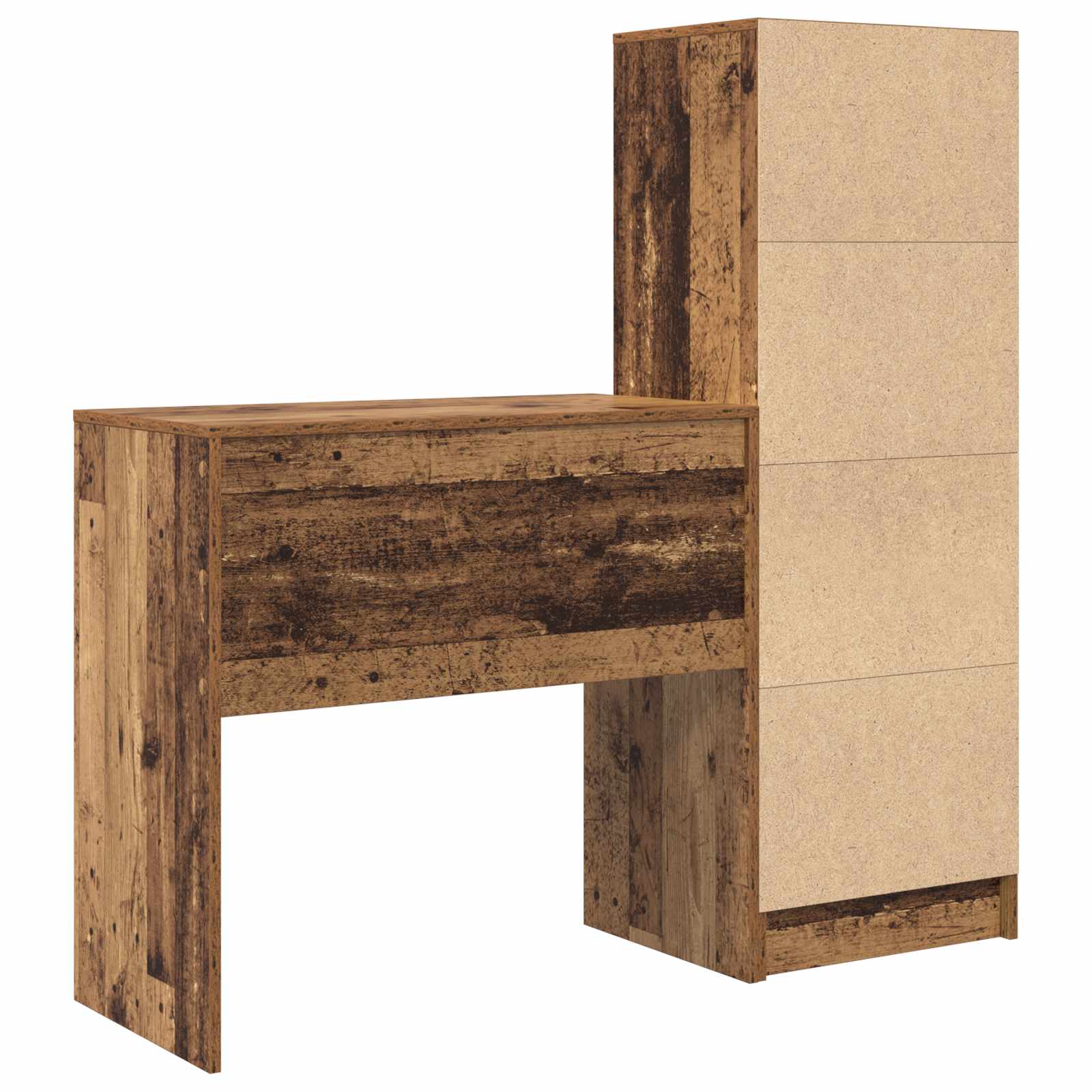 Scrivania con cassetto con lo scaffale 2 pcs Legno vecchio