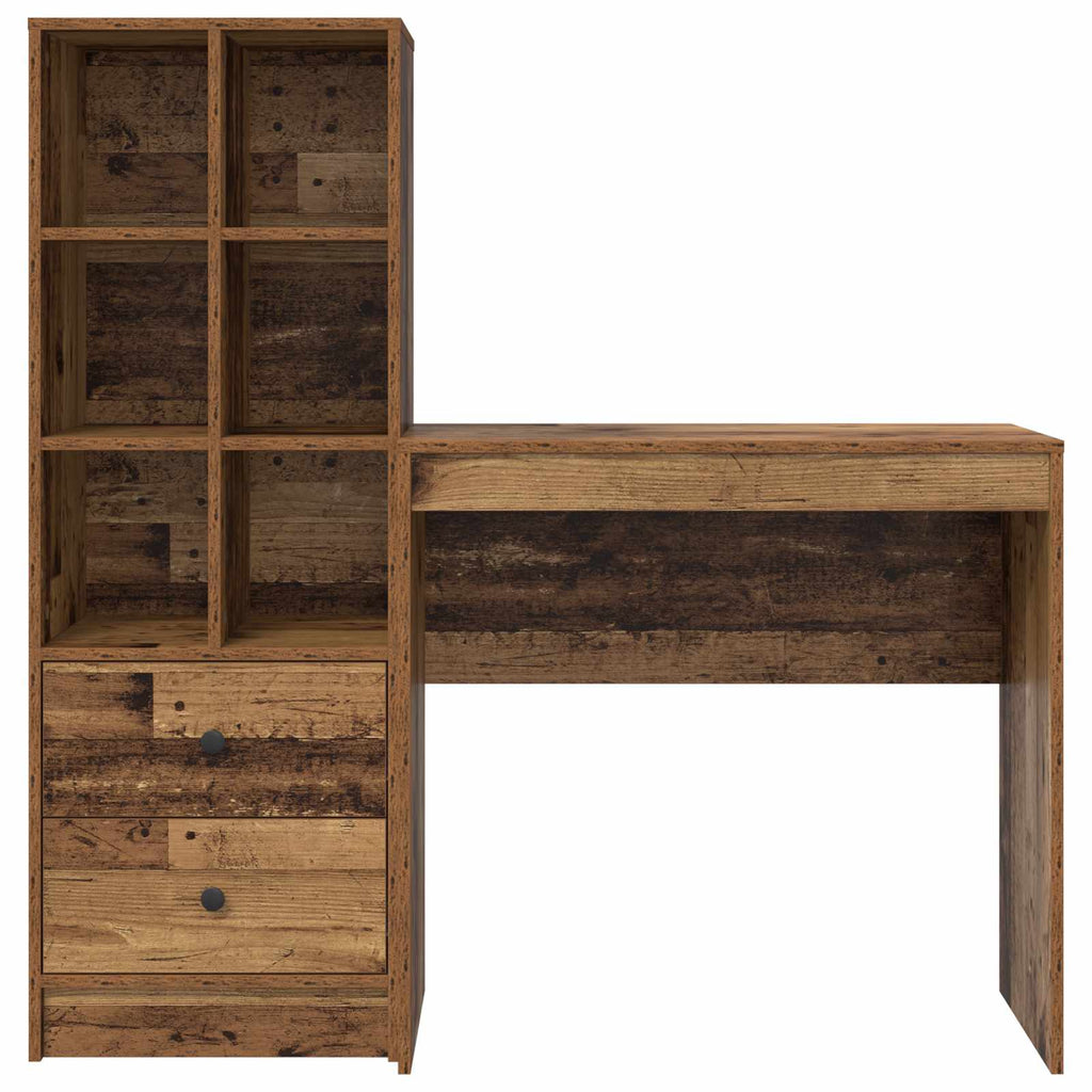 Scrivania con cassetto con lo scaffale 2 pcs Legno vecchio