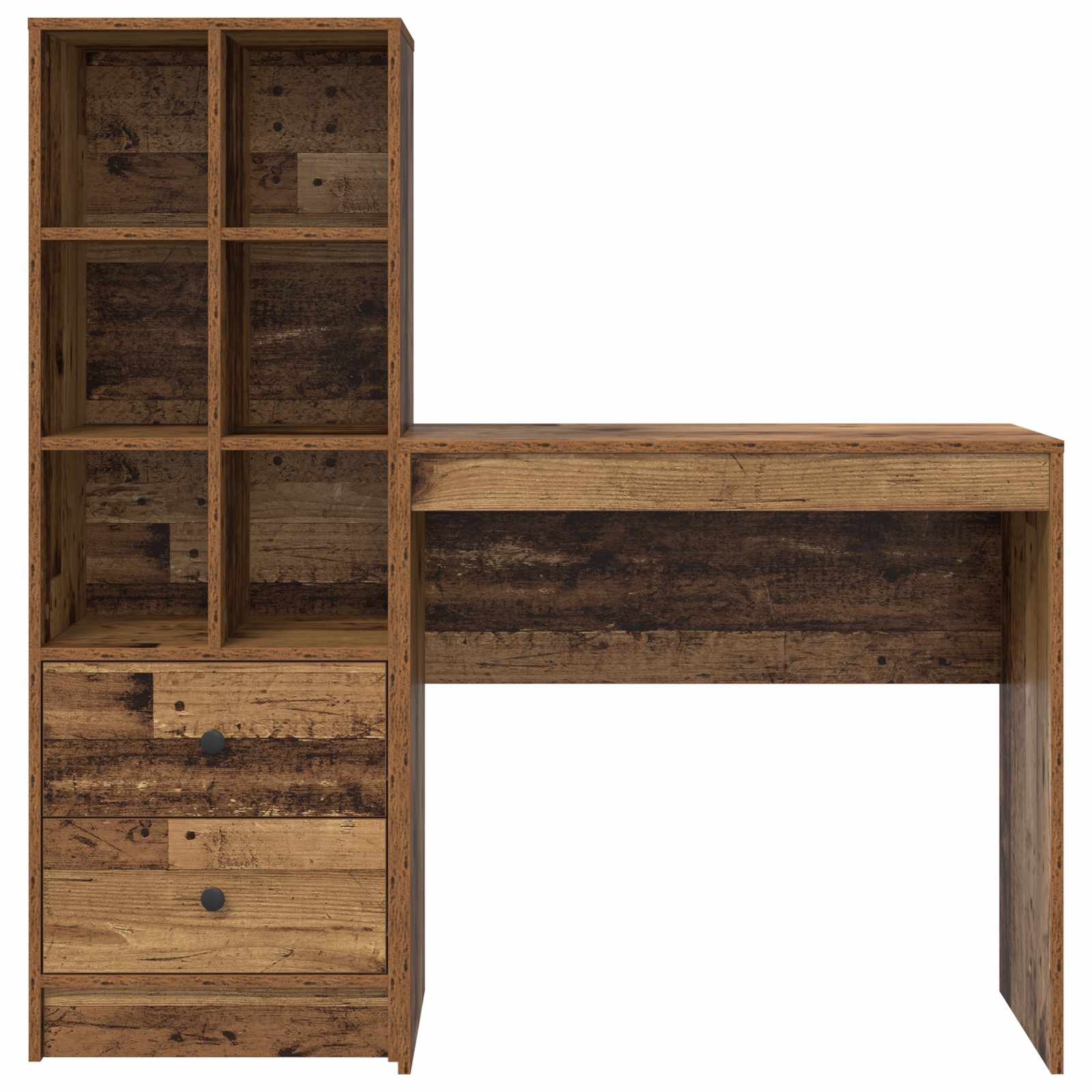 Scrivania con cassetto con lo scaffale 2 pcs Legno vecchio