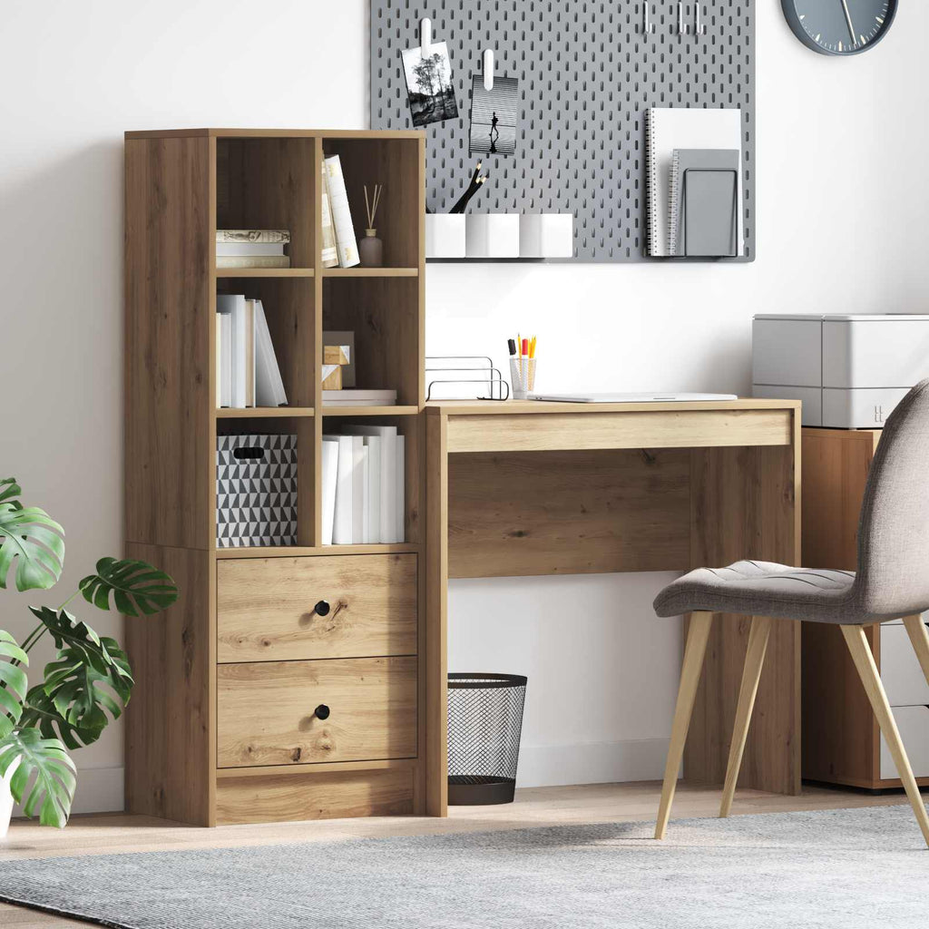 Scrivania con cassetto con lo scaffale 2 pcs Rovere artigianale