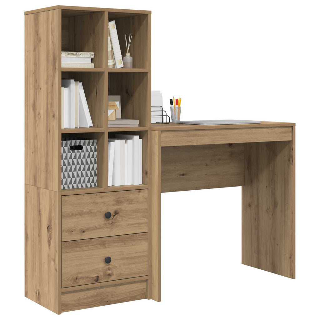 Scrivania con cassetto con lo scaffale 2 pcs Rovere artigianale