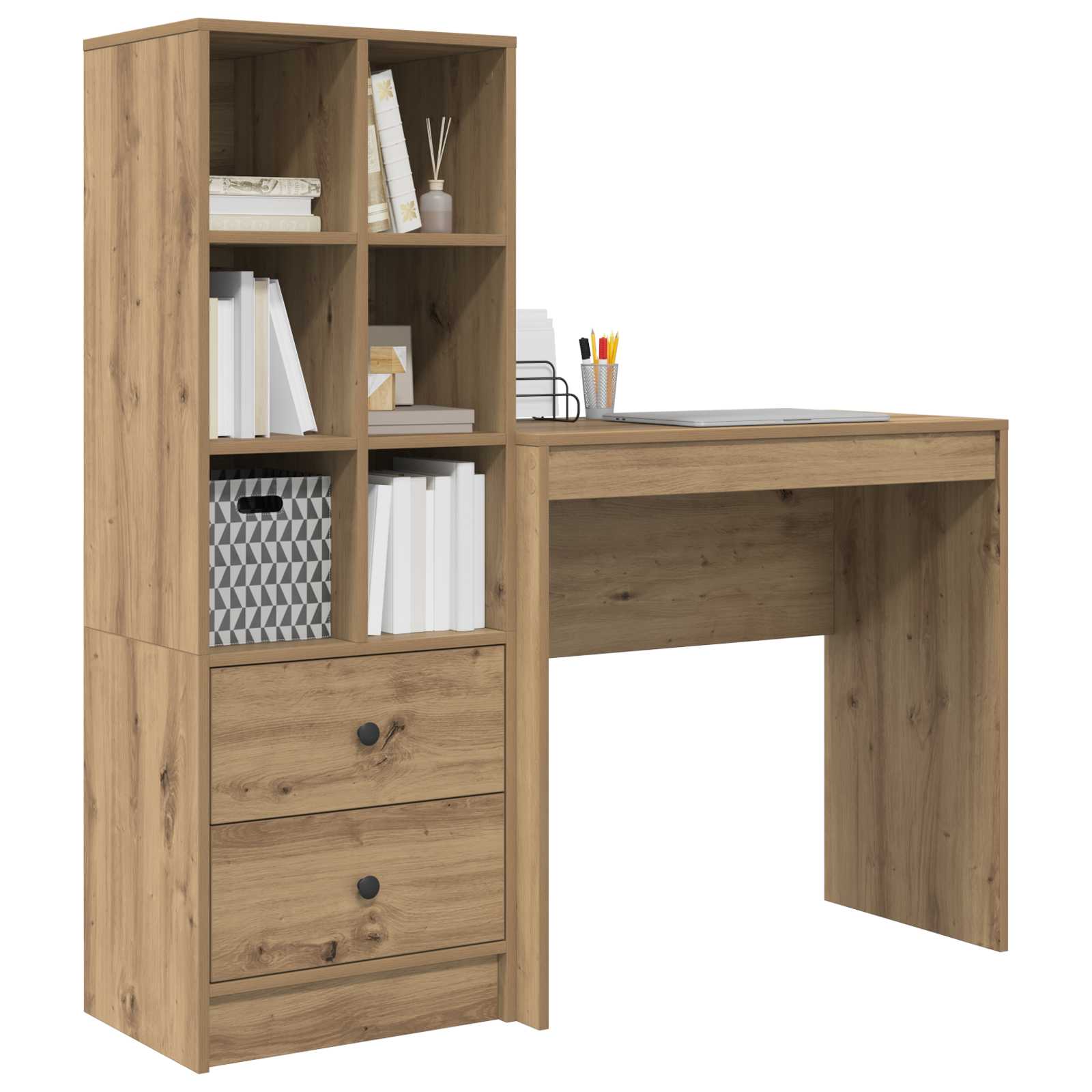 Scrivania con cassetto con lo scaffale 2 pcs Rovere artigianale