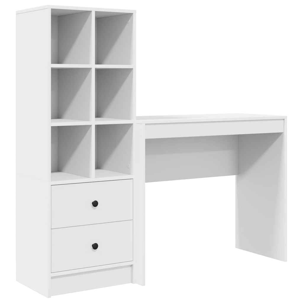 Scrivania con cassetto con lo scaffale 2 pcs Bianco