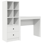 Scrivania con cassetto con lo scaffale 2 pcs Bianco