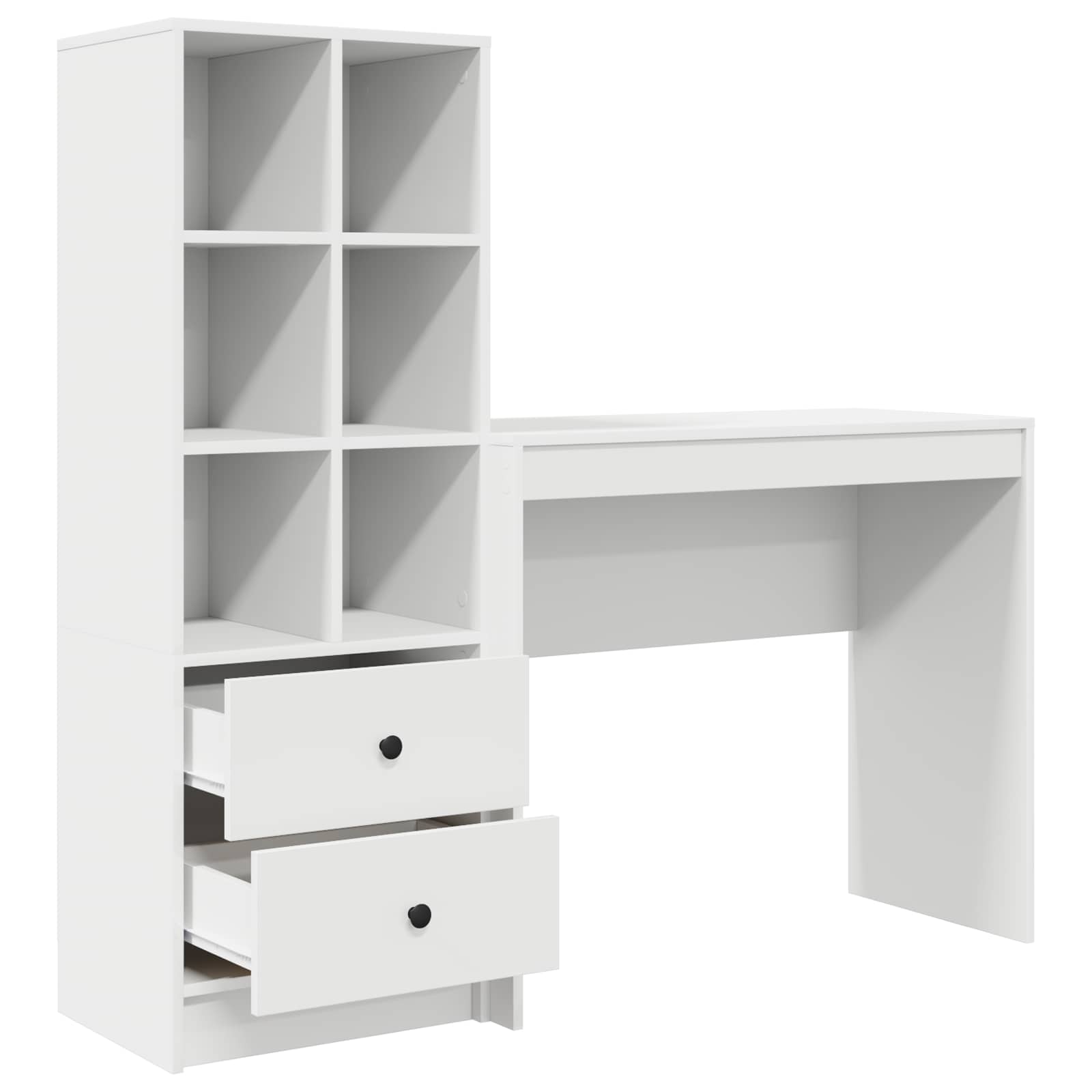 Scrivania con cassetto con lo scaffale 2 pcs Bianco