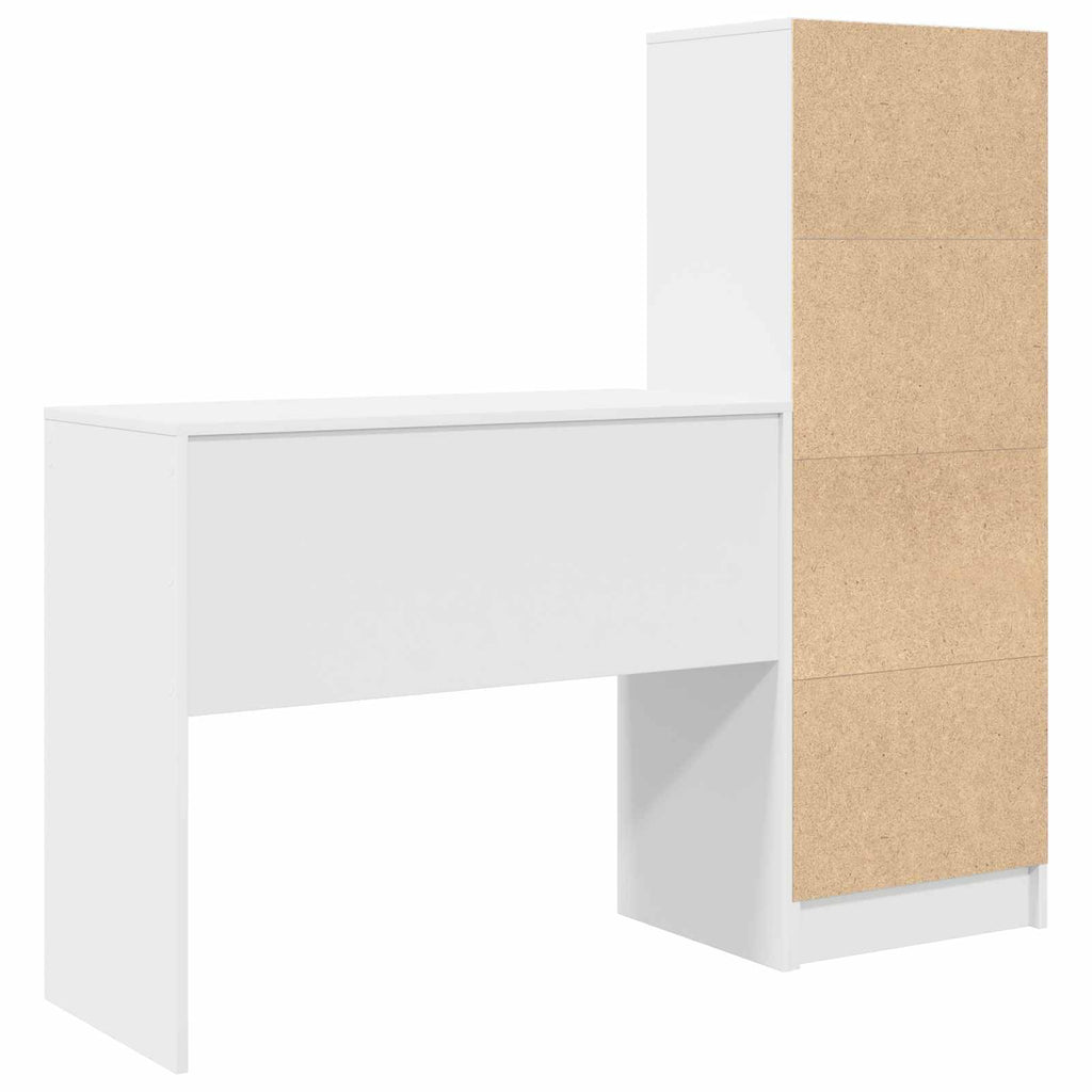 Scrivania con cassetto con lo scaffale 2 pcs Bianco