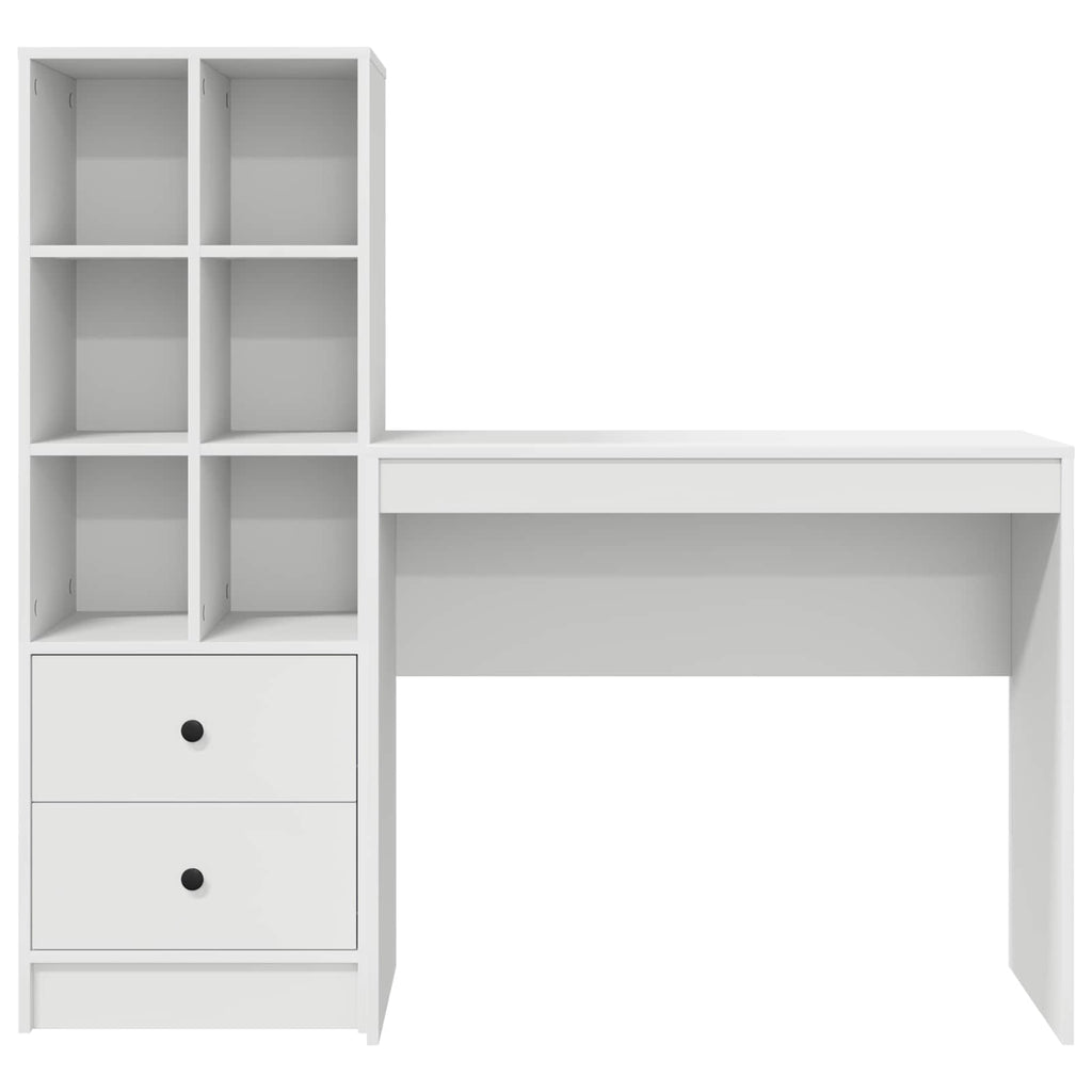 Scrivania con cassetto con lo scaffale 2 pcs Bianco