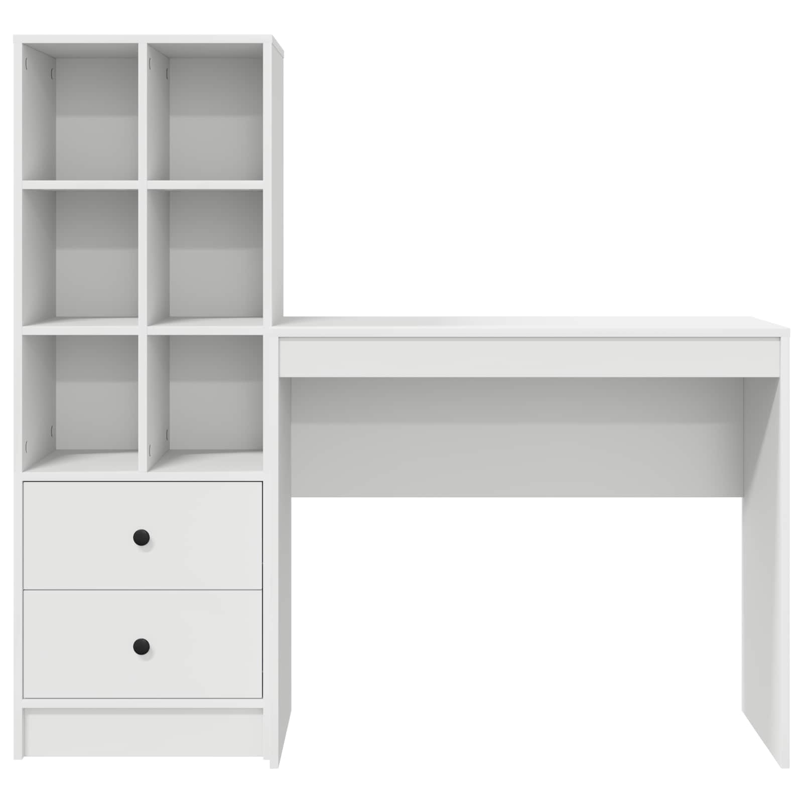 Scrivania con cassetto con lo scaffale 2 pcs Bianco