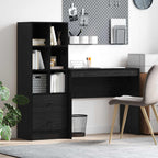 Scrivania con cassetto con lo scaffale 2 pcs Rovere Nero