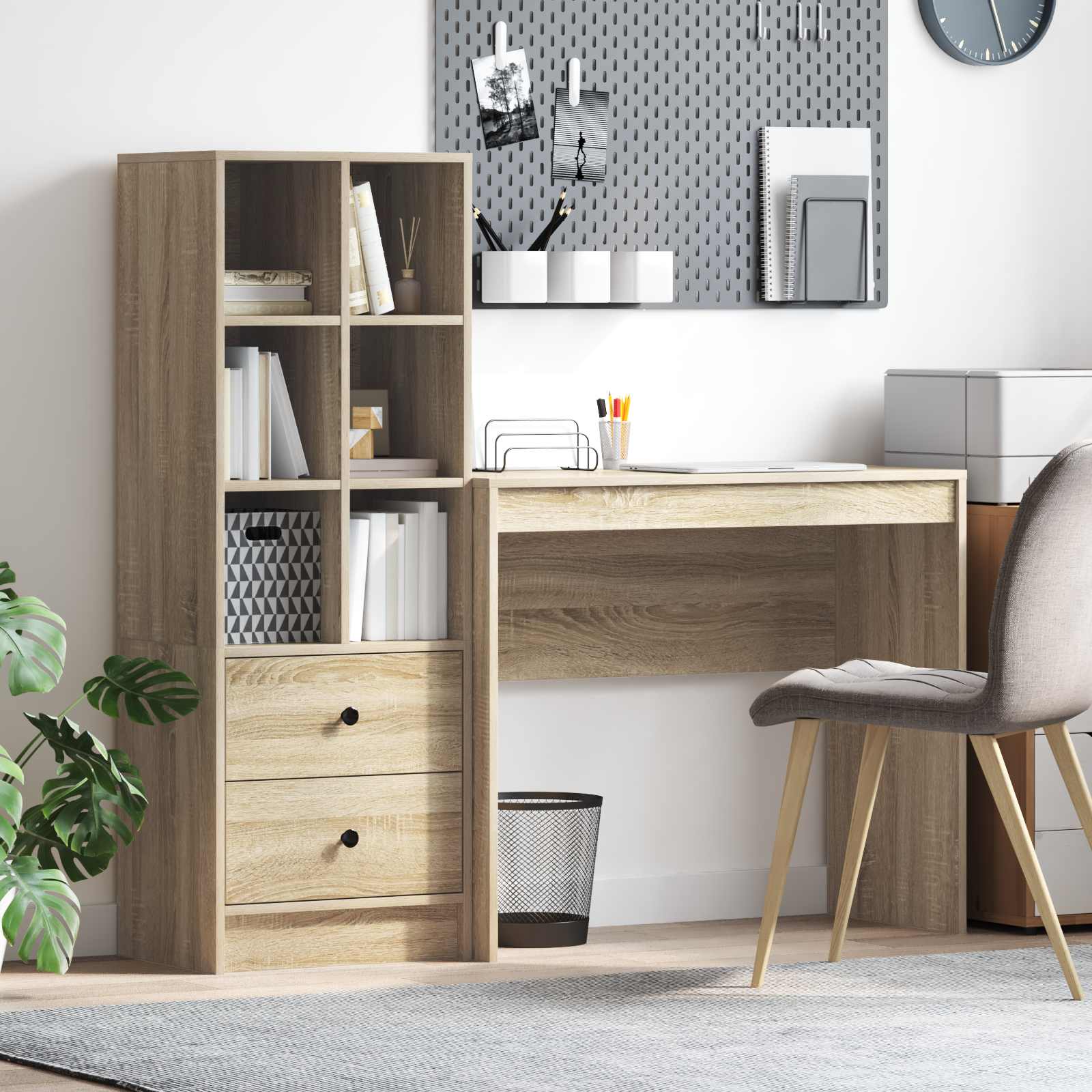 Scrivania con cassetto con lo scaffale 2 pcs Rovere Sonoma