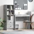 Scrivania con cassetto con lo scaffale 2 pcs Grigio cemento