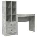 Scrivania con cassetto con lo scaffale 2 pcs Grigio cemento