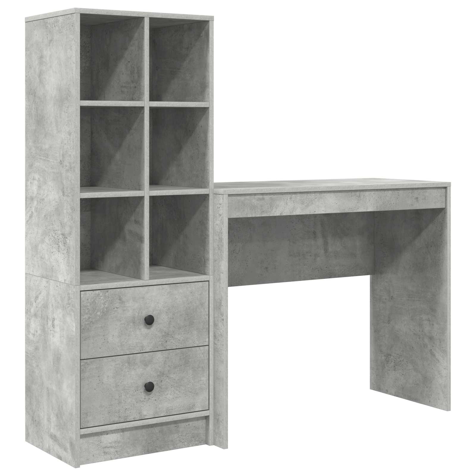 Scrivania con cassetto con lo scaffale 2 pcs Grigio cemento