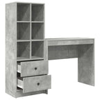 Scrivania con cassetto con lo scaffale 2 pcs Grigio cemento