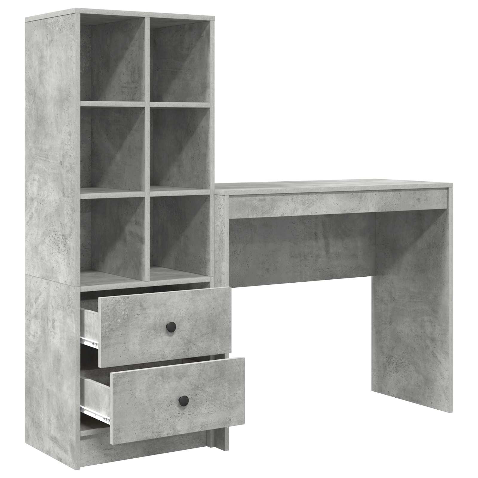 Scrivania con cassetto con lo scaffale 2 pcs Grigio cemento