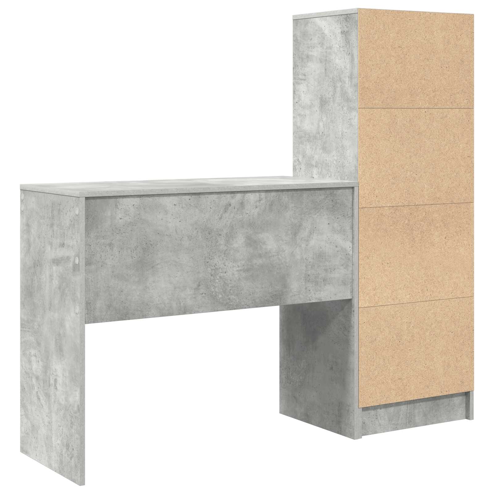 Scrivania con cassetto con lo scaffale 2 pcs Grigio cemento