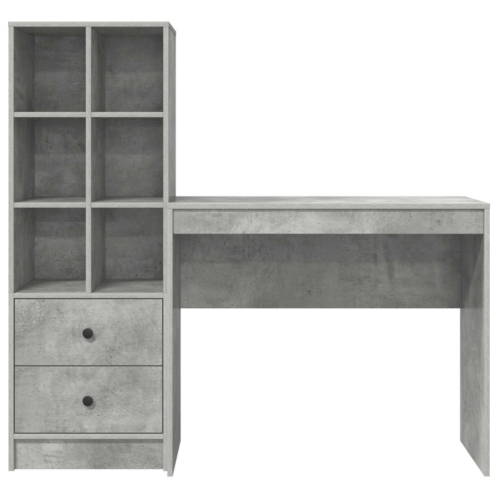 Scrivania con cassetto con lo scaffale 2 pcs Grigio cemento