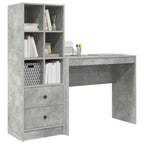 Scrivania con cassetto con lo scaffale 2 pcs Grigio cemento