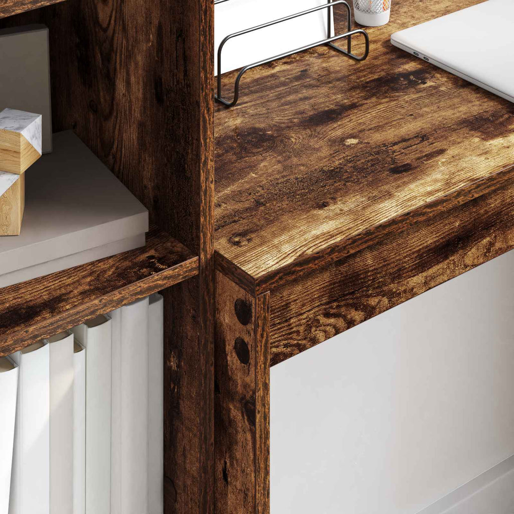 Scrivania con cassetto con lo scaffale 2 pcs Rovere fumé
