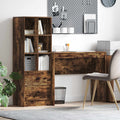 Scrivania con cassetto con lo scaffale 2 pcs Rovere fumé