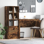Scrivania con cassetto con lo scaffale 2 pcs Rovere fumé