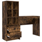Scrivania con cassetto con lo scaffale 2 pcs Rovere fumé
