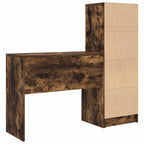Scrivania con cassetto con lo scaffale 2 pcs Rovere fumé
