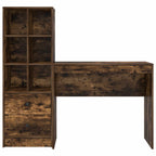 Scrivania con cassetto con lo scaffale 2 pcs Rovere fumé