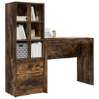 Scrivania con cassetto con lo scaffale 2 pcs Rovere fumé