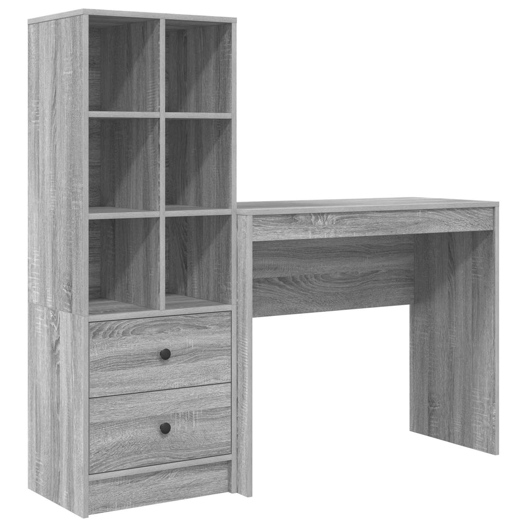 Scrivania con cassetto con lo scaffale 2 pcs Grigio Sonoma