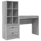 Scrivania con cassetto con lo scaffale 2 pcs Grigio Sonoma