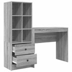 Scrivania con cassetto con lo scaffale 2 pcs Grigio Sonoma