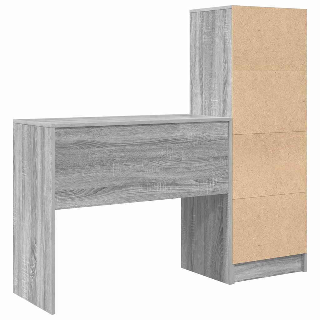Scrivania con cassetto con lo scaffale 2 pcs Grigio Sonoma
