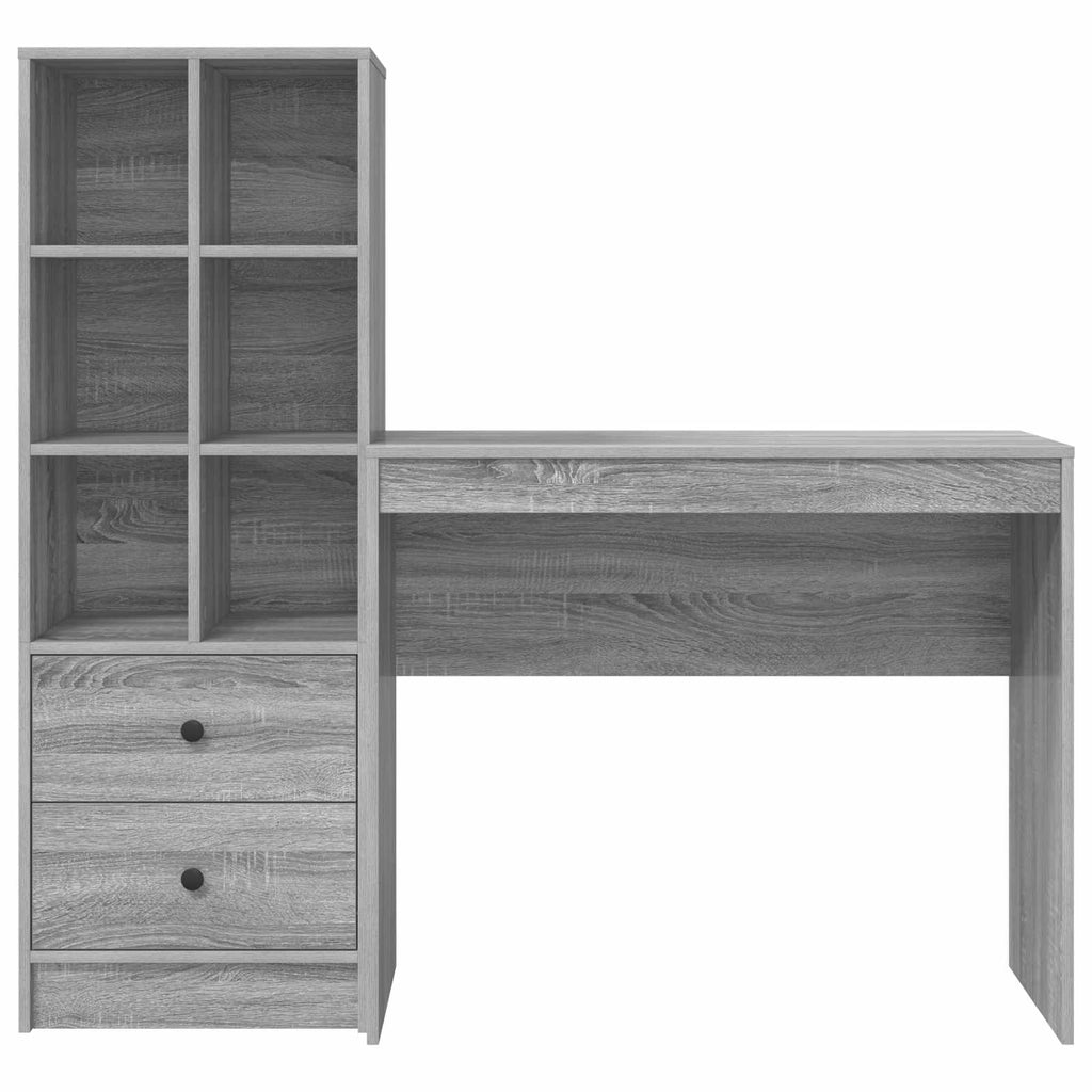 Scrivania con cassetto con lo scaffale 2 pcs Grigio Sonoma
