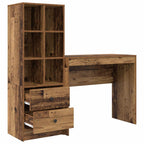 Scrivania con cassetto con lo scaffale 2 pcs Legno vecchio