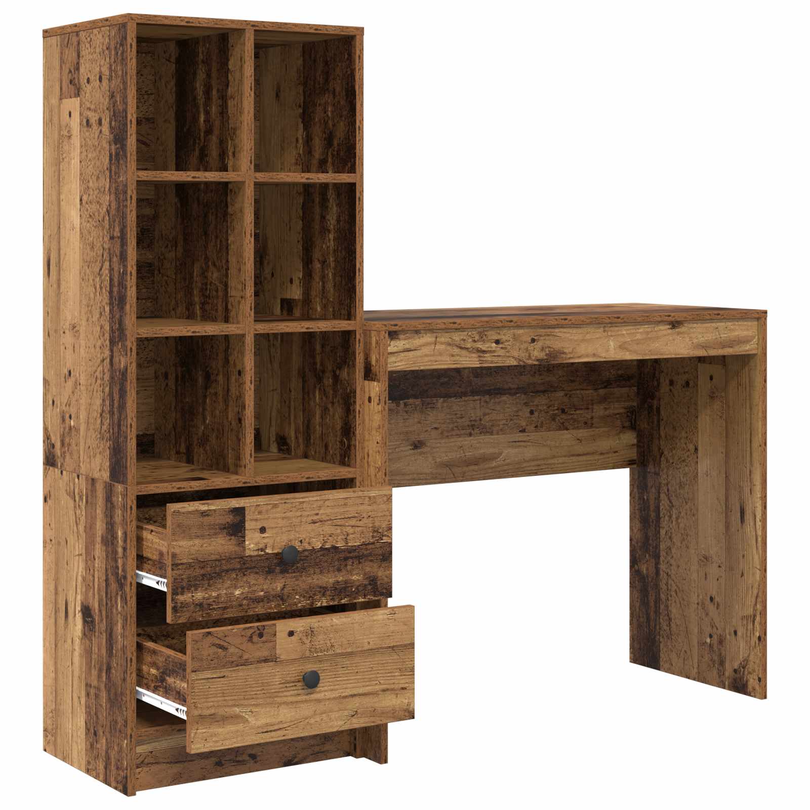 Scrivania con cassetto con lo scaffale 2 pcs Legno vecchio