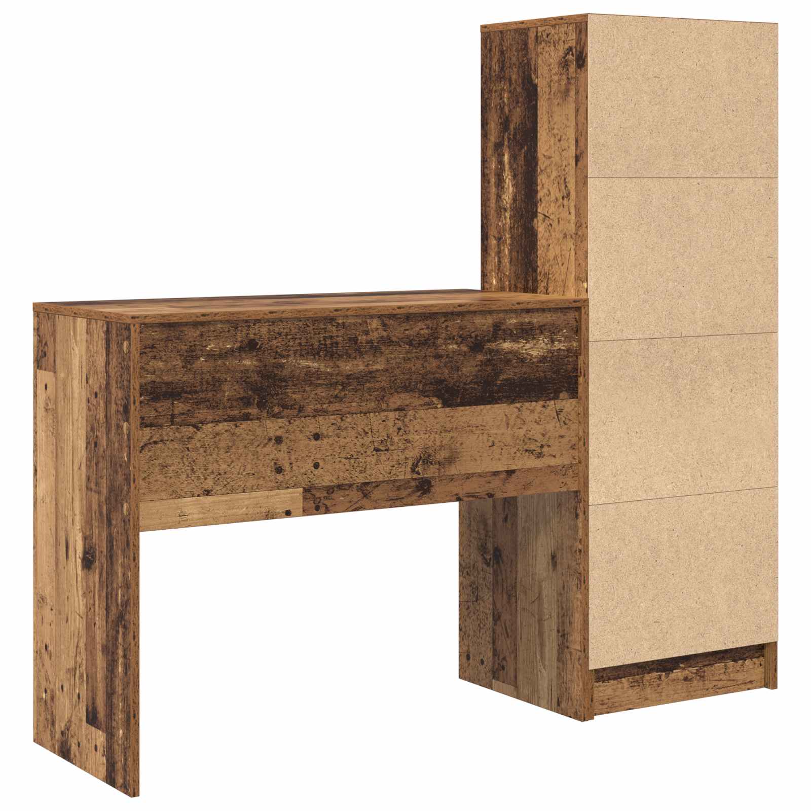 Scrivania con cassetto con lo scaffale 2 pcs Legno vecchio