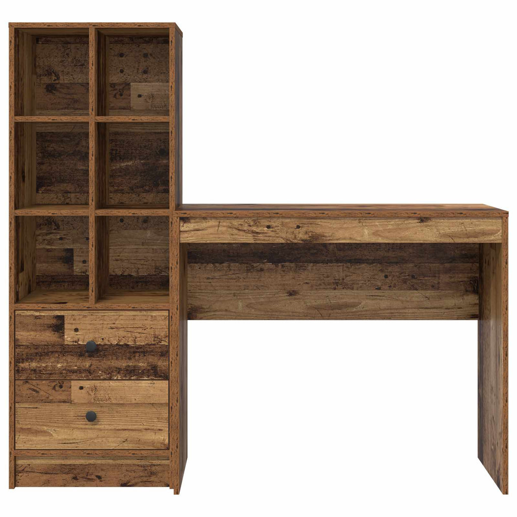 Scrivania con cassetto con lo scaffale 2 pcs Legno vecchio